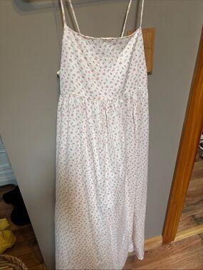 Madewell White Maxi Dress with Pink Floral Print